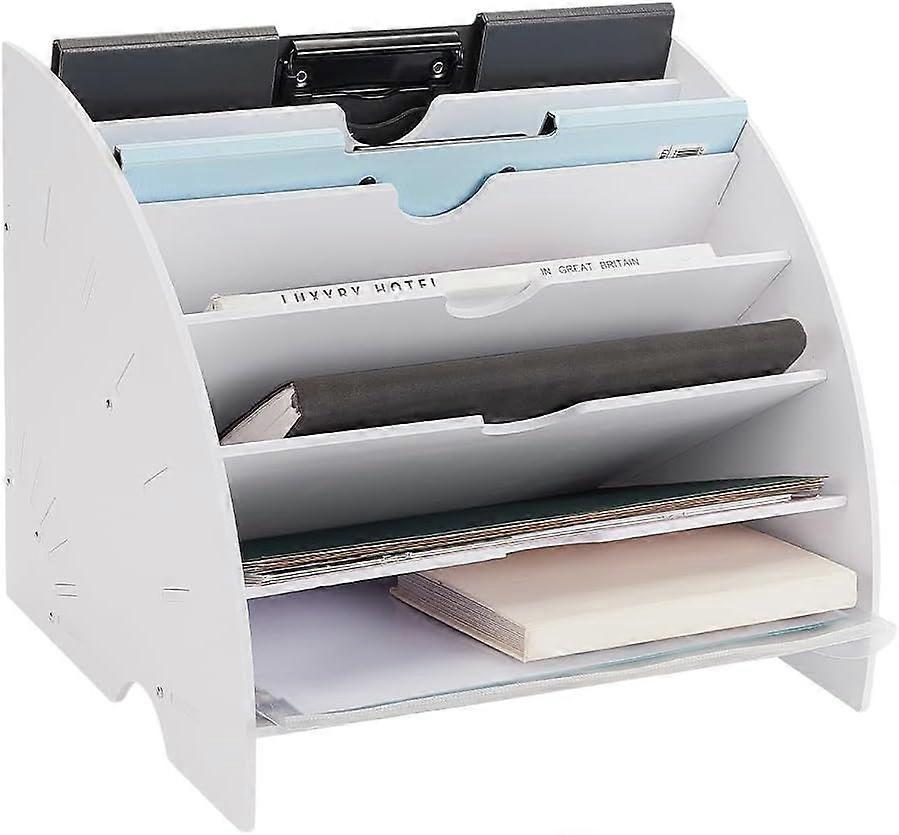 Fan Shaped Desk File Organizer 6 Compartment Paper Organizer 13.4x10.9x10.9 Desktop File Organizer Document File Folder Holder Desktop Organizer for P