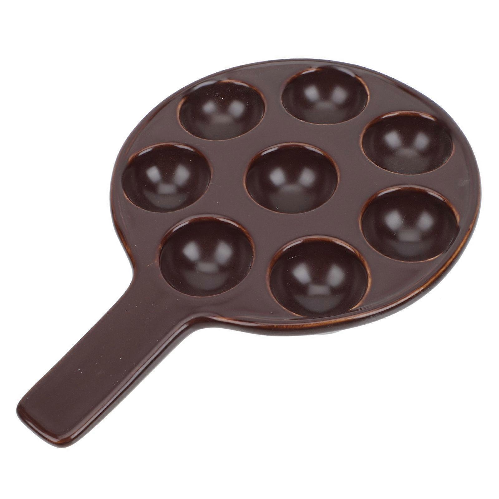 Round Ceramic Baking Plate with Handles for Escargot Tray Tableware