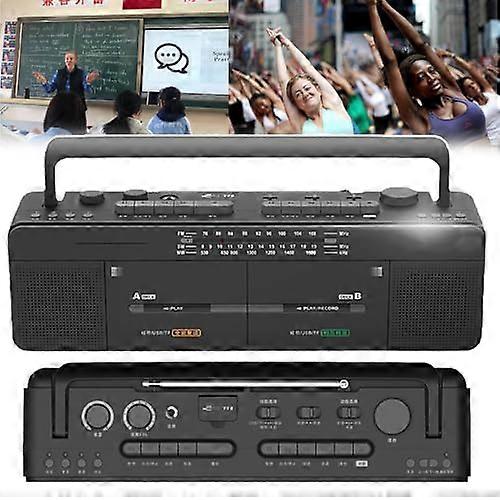 Cassette Recorder Dual Cassette Deck 80s Style One Click Recording And Transcription BuiltIn Stereo Speakers