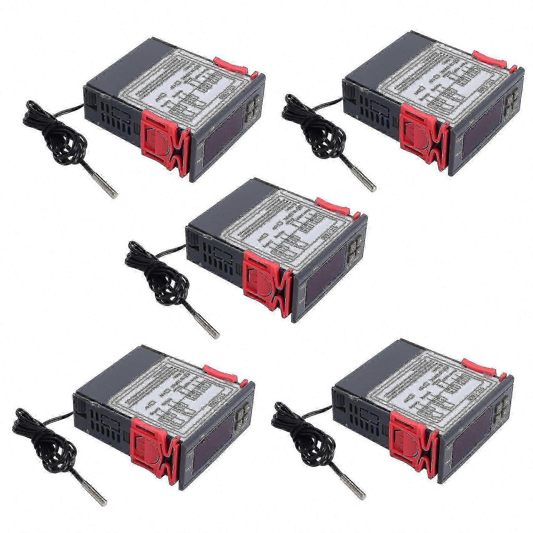 Digital Temperature Controller Thermostat with NTC Sensor, 5-Pack