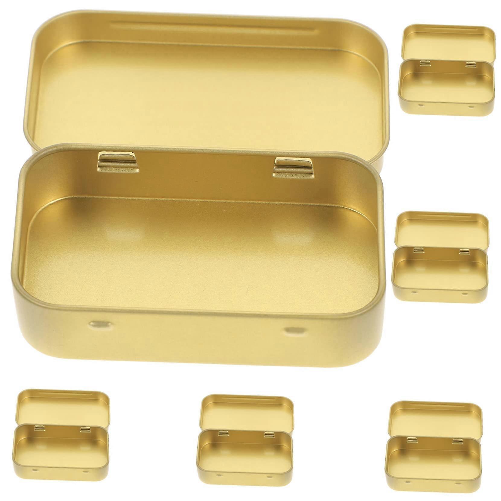 6pcs Tin Storage Containers Set with Hinged Lids for Candy Jewelry Tea Leaves MultiPurpose Use
