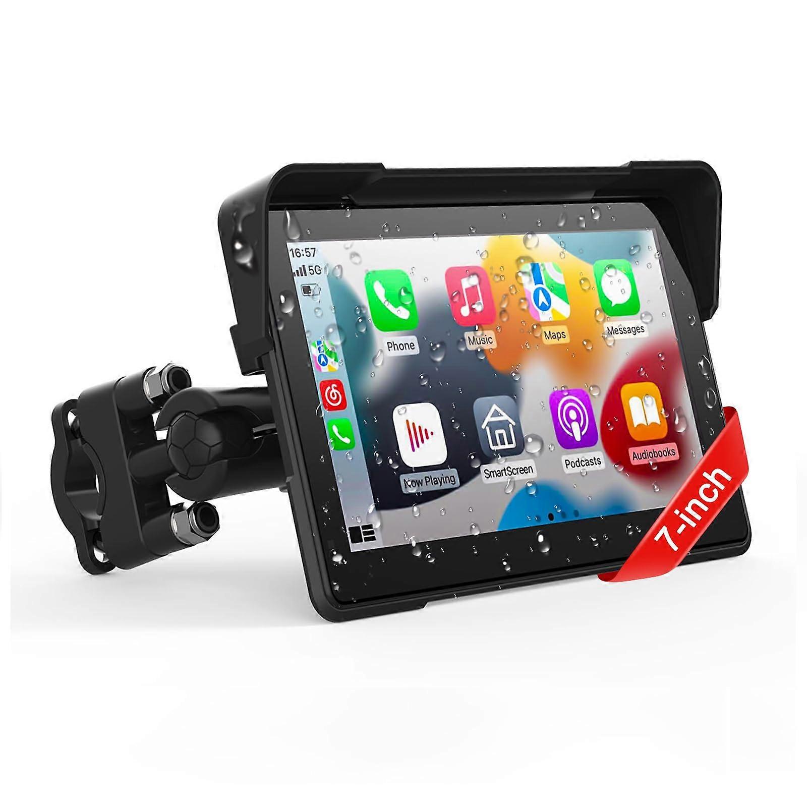 Wireless Motorcycle GPS Navigation with Apple CarPlay and Android Auto, Waterproof Touchscreen