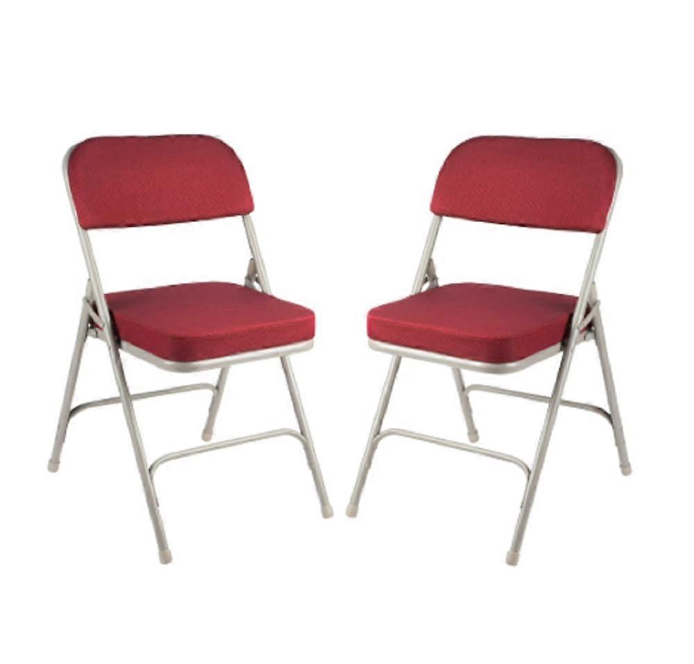 Padded Folding Chairs with Plush 2Inch Cushion and HeavyDuty Steel Frame, Charcoal Red, 2Pack