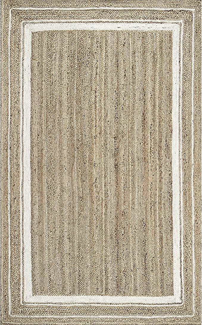 Natural Braided Border Jute Area Rug