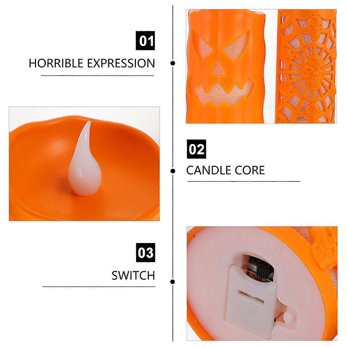 Halloween Candle Decor Lamp for Party Use Orange 2Pcs Set