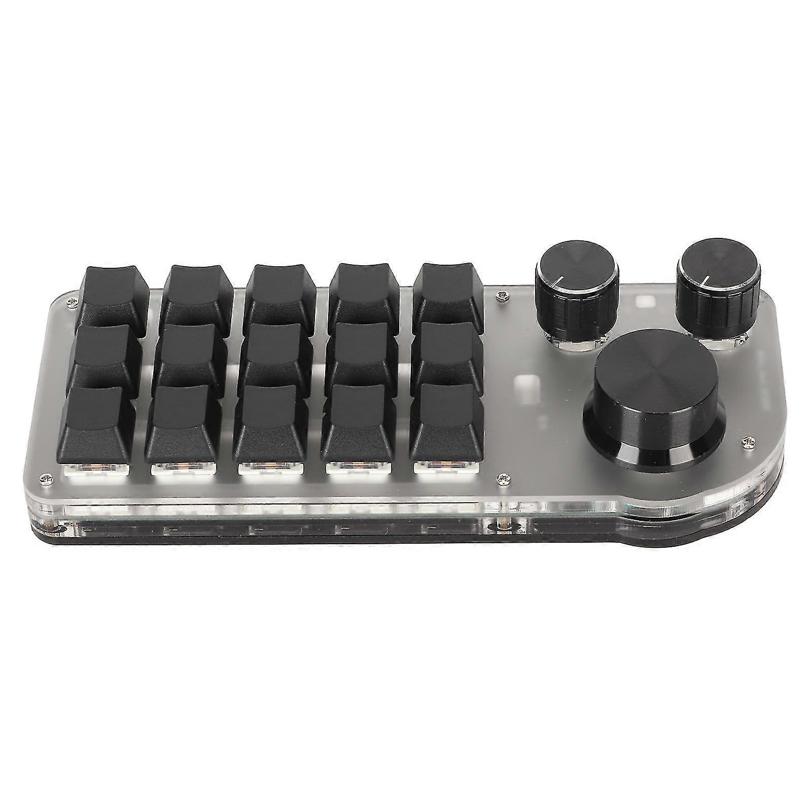 Programmable Keyboard 3 Knobs 15 Keys Portable RGB Bluetooth DIY Mechanical Gaming Keypad for Office Laboratory 25-26