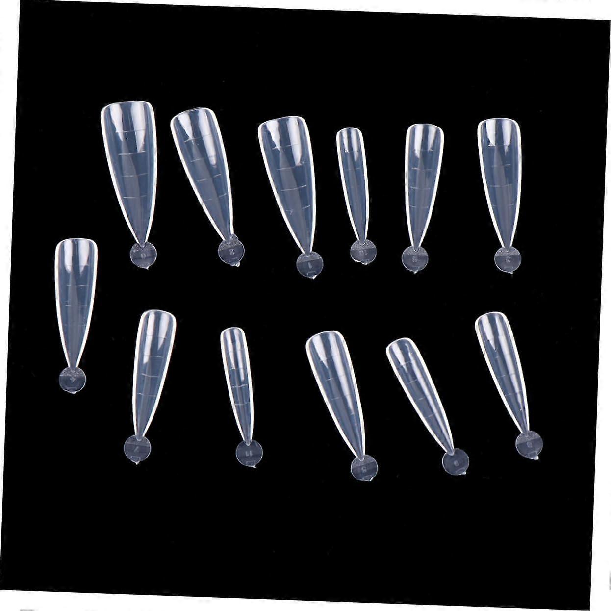 Diamond Shape Fake Nails with Decals Set, 10pcs Reusable Nail Extension Forms, 12 Sizes, Easy DIY