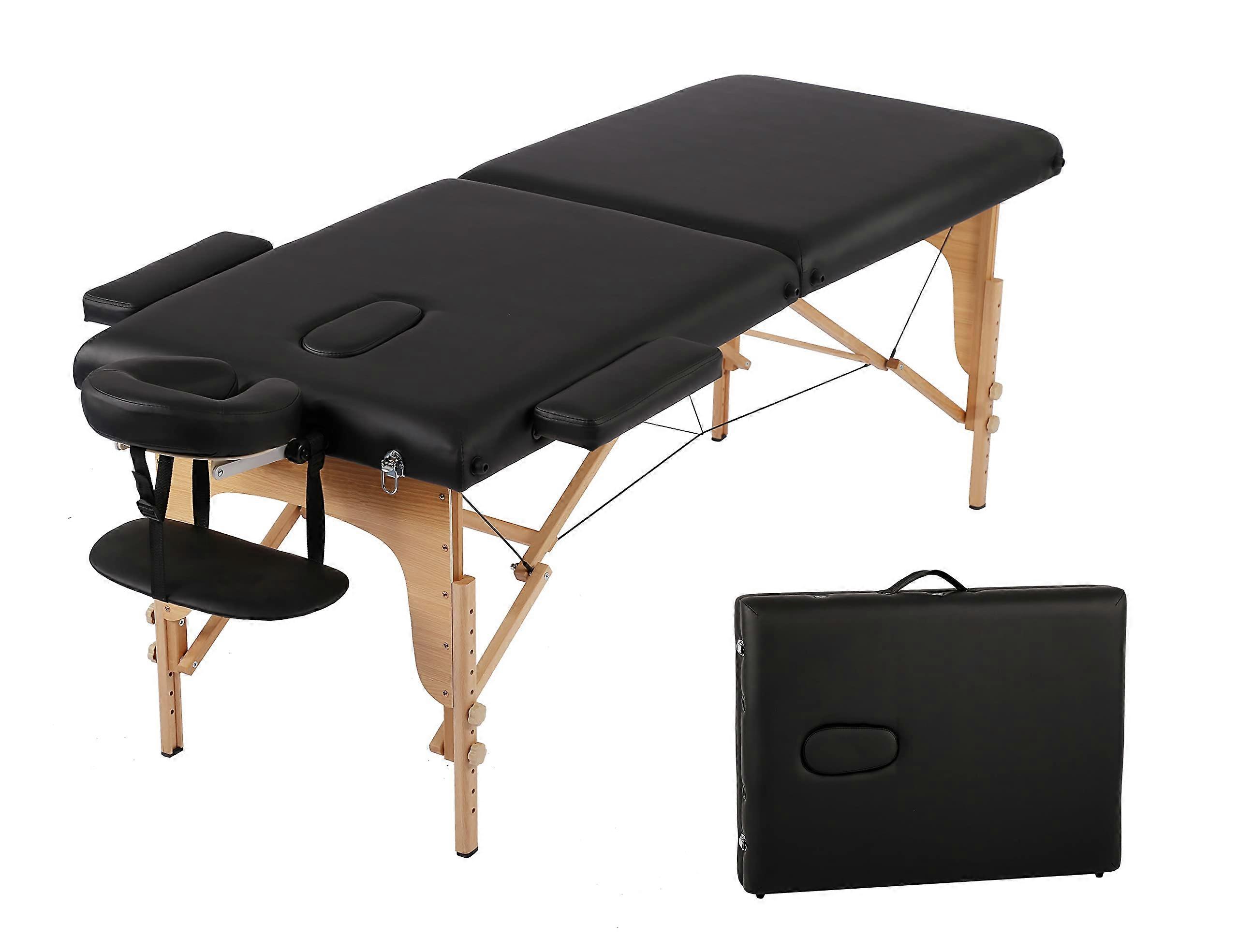 Portable Massage Table Adjustable Height Folding Spa Bed 73x24in with Carry Case Face Cradle