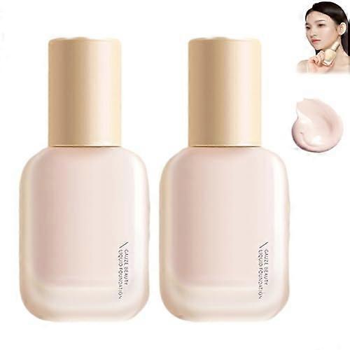 Liquid Foundation Ivory White 2 Pcs Full Coverage Longlasting Lightweight Silky Smooth for All Skin