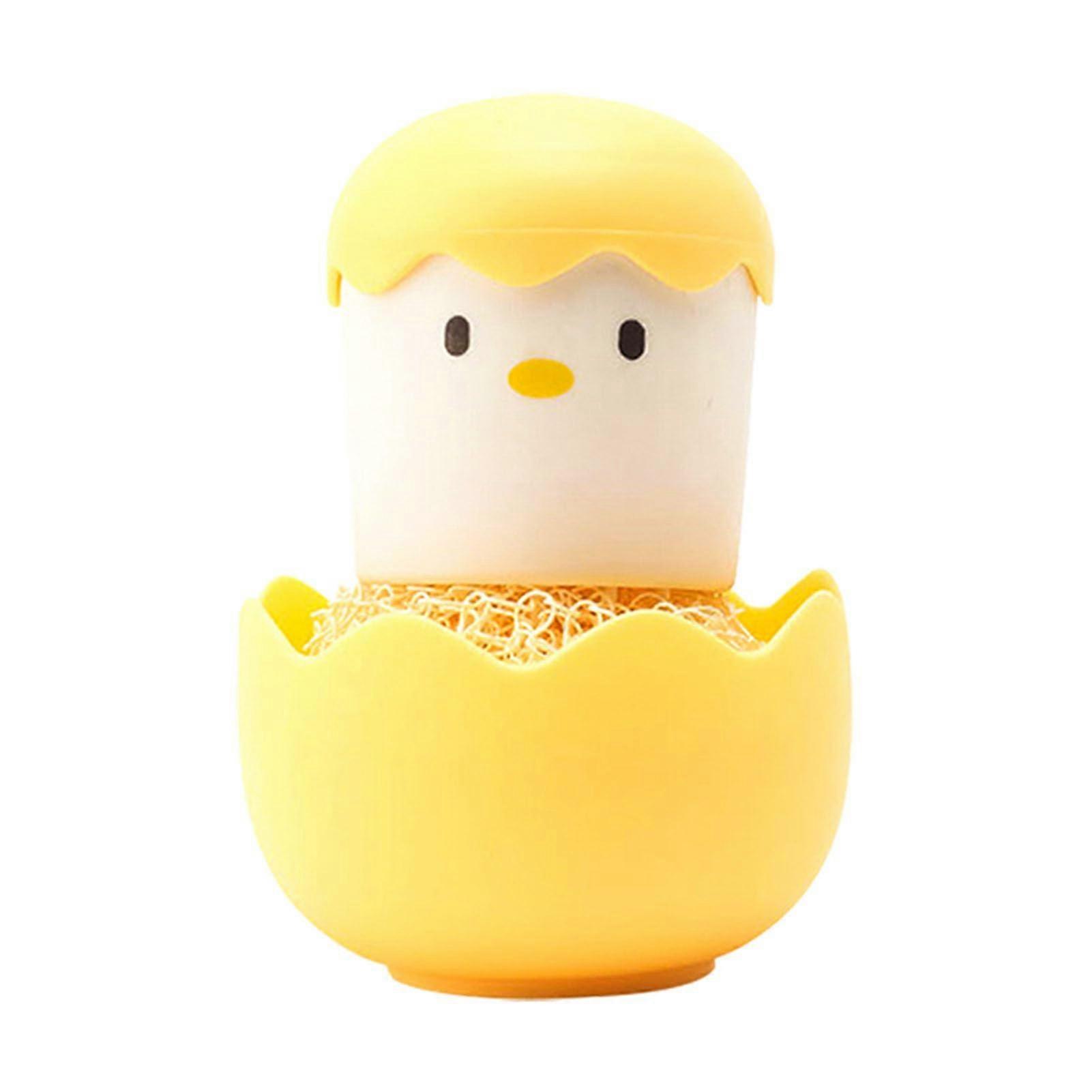 Dishwashing Scrubber with Cute Ergonomic Design for Pots and Pans, Replaceable Kitchen Cleaning Brush