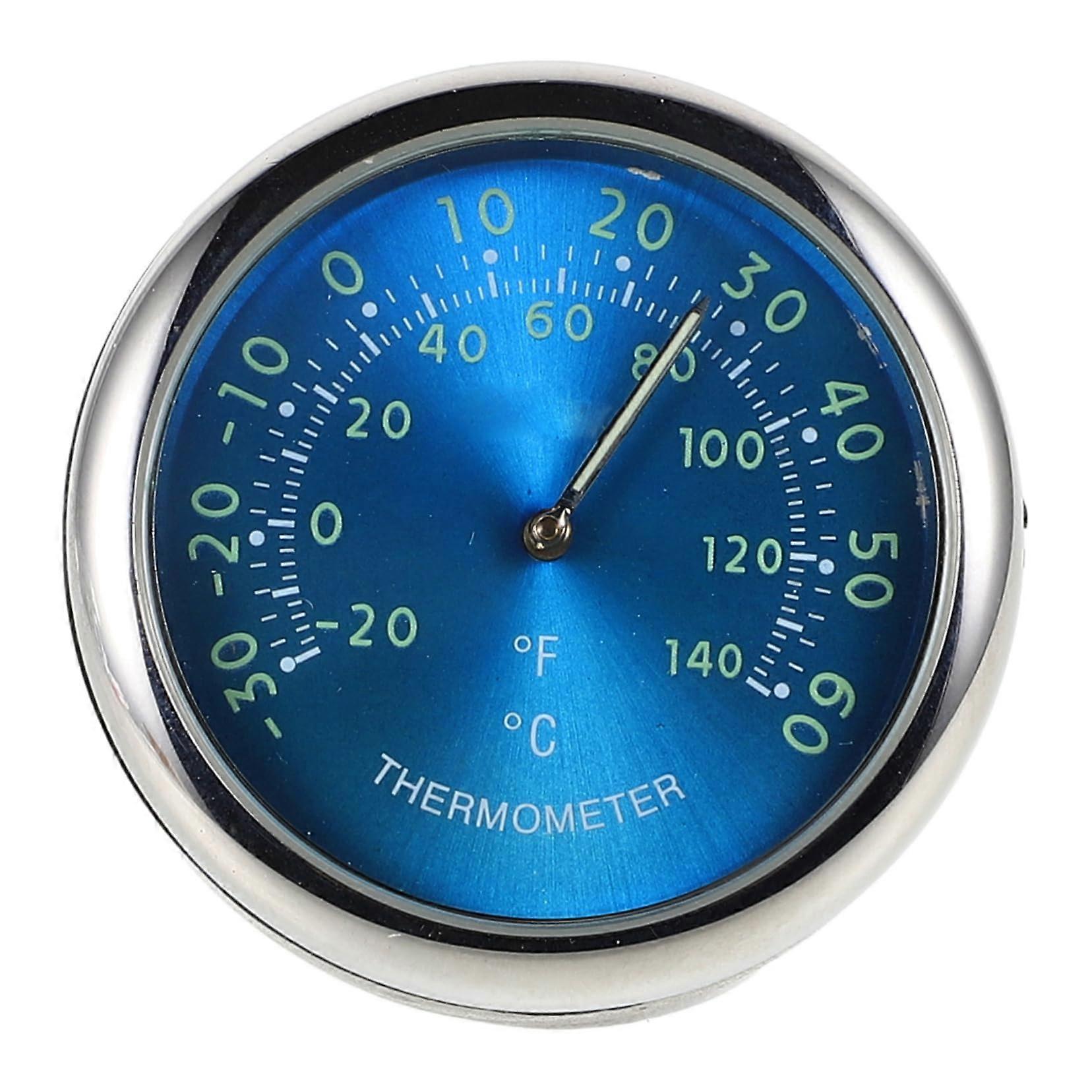 Luminous Car Dashboard Thermometer with Clock, Blue Backlight Gauge for Night Driving