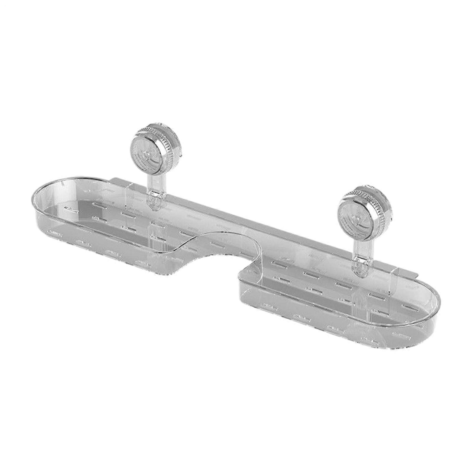 Bathroom Wall Shelf Over Faucet Storage Organizer with Suction Cup, Rustproof Dark Gray