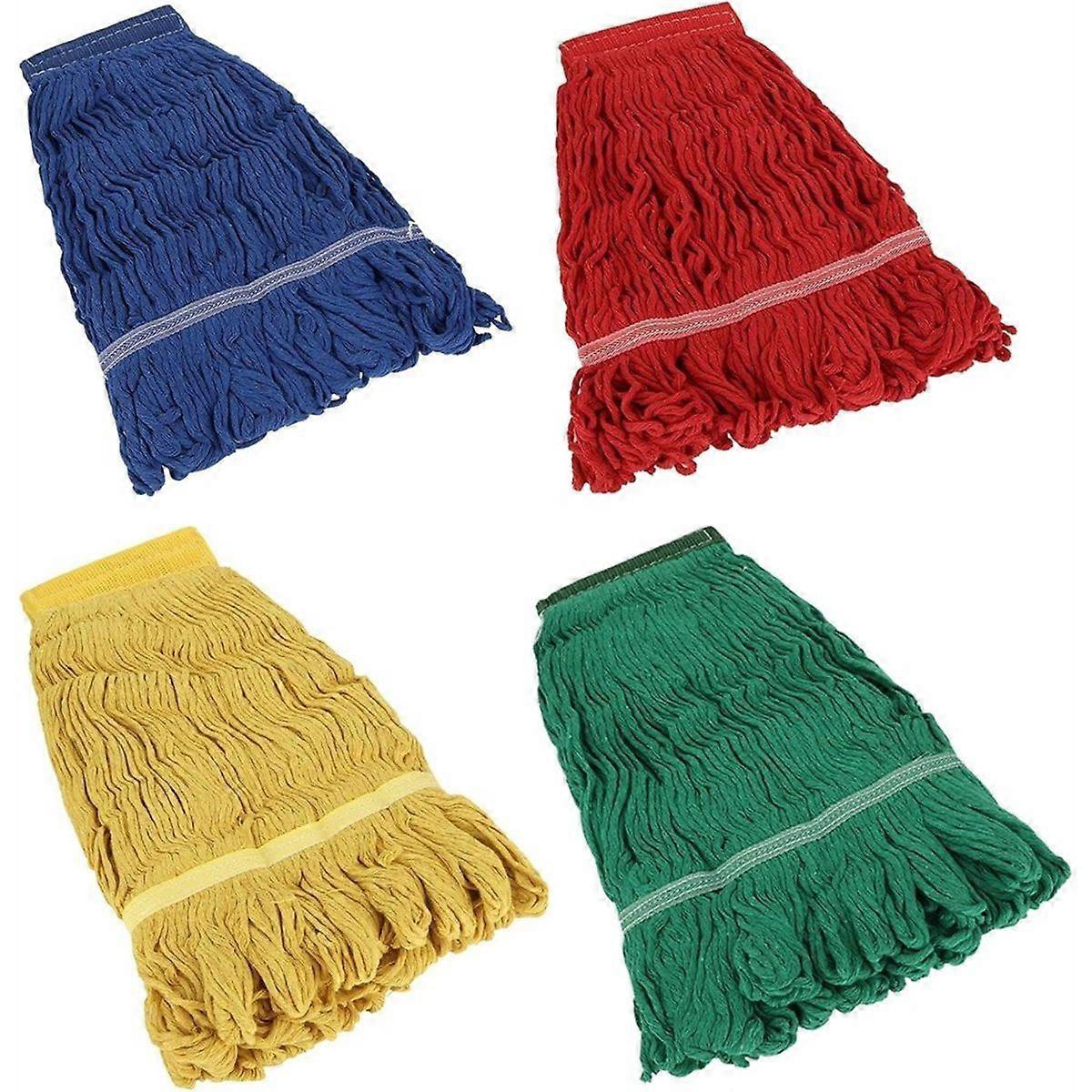 4 Pack Commercial String Mop Head, Replacement Heavy Duty Mop Head Refills, Loop-End Mop Head for H