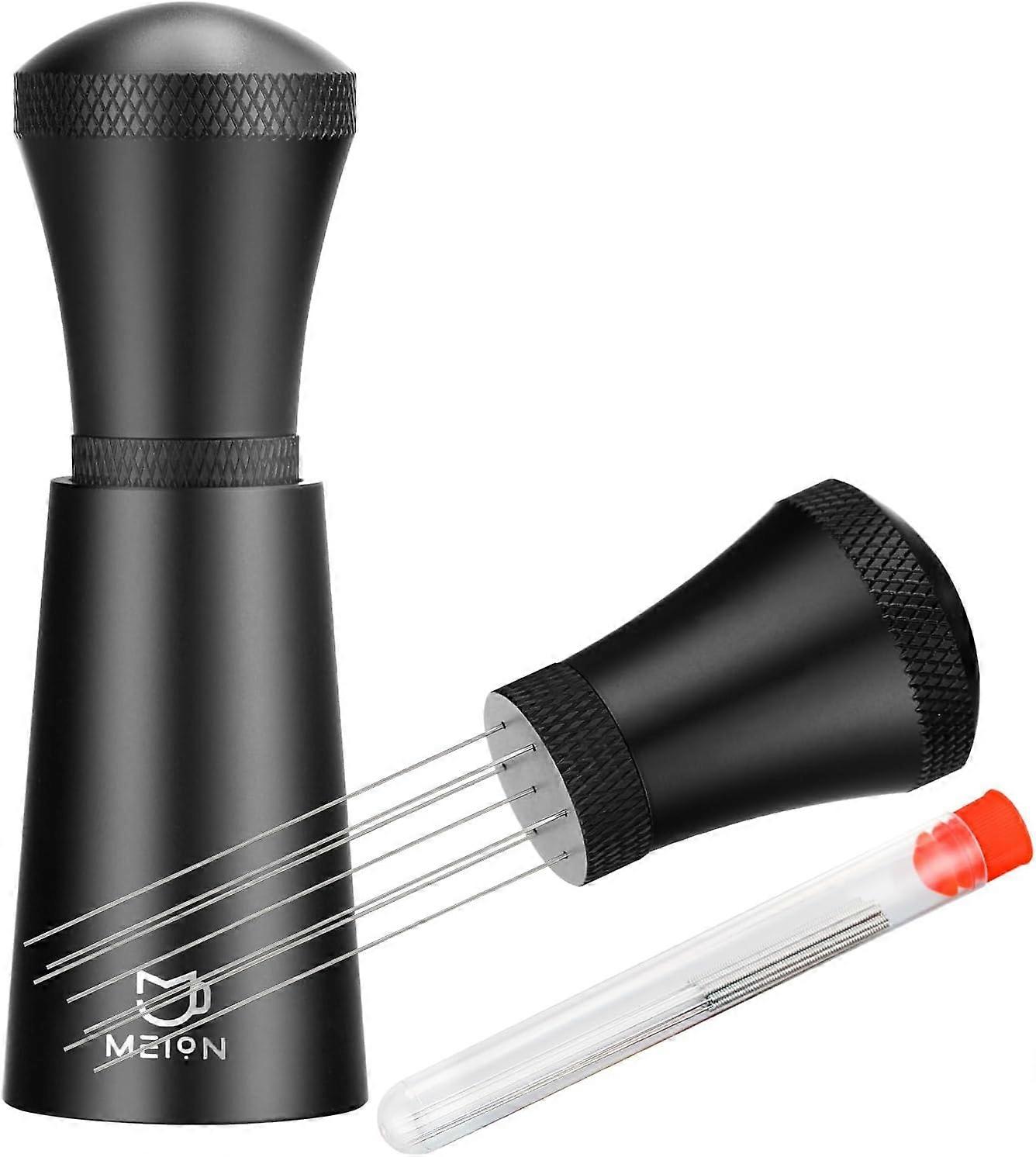 Espresso Distribution Tool Espresso Stirrer Tools, 0.35mm 7 Needles Espresso Coffee Stirrer with Extra 7 Replaceable Needles (Black)