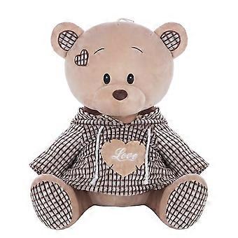 Teddy Bear Stuffed Animal with Checked Shirt and Heart, 15.7 Inch Plush Gift for Valentine's Day