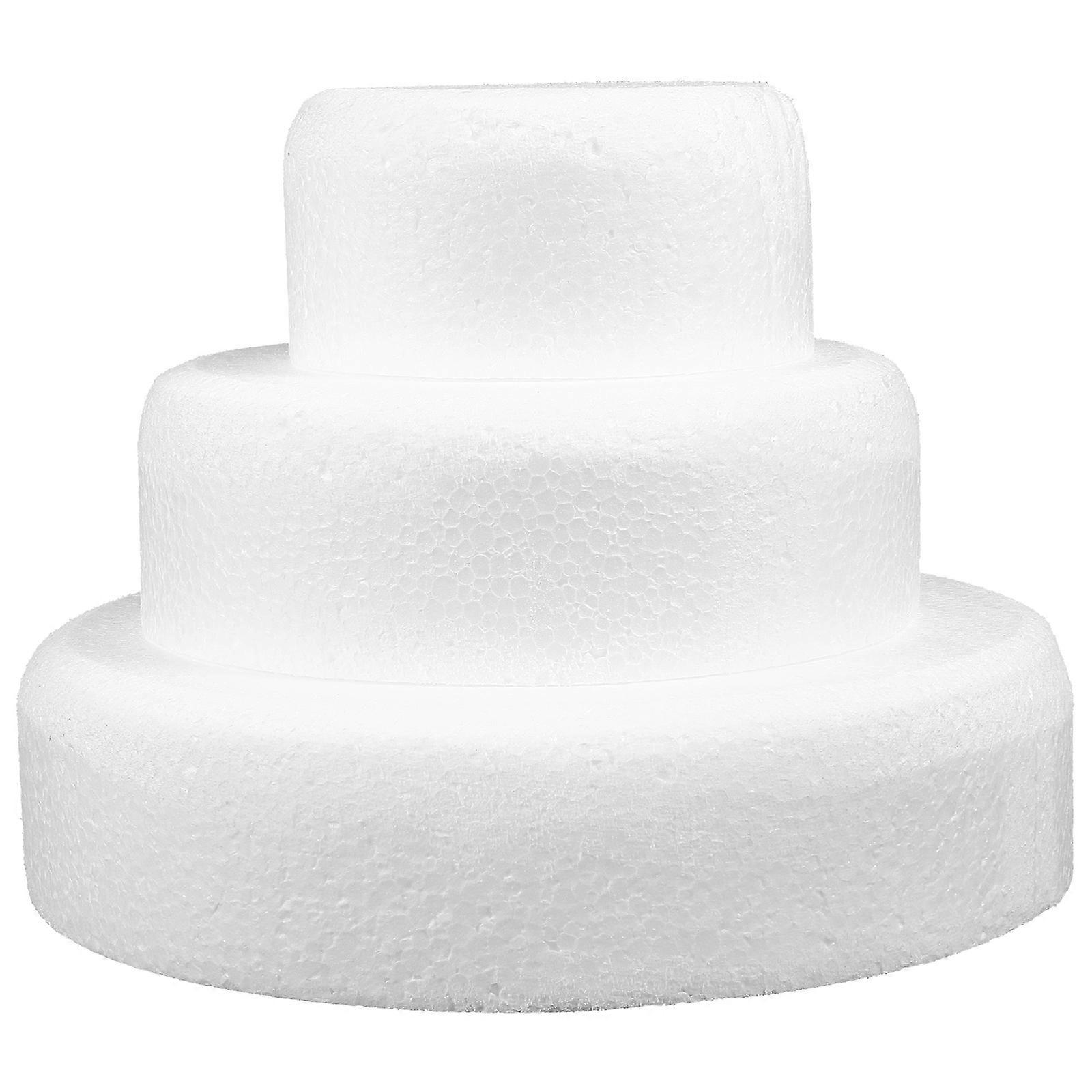 White Egg Cake Model Round Foams Cake Model for Decoration 3Pcs Set