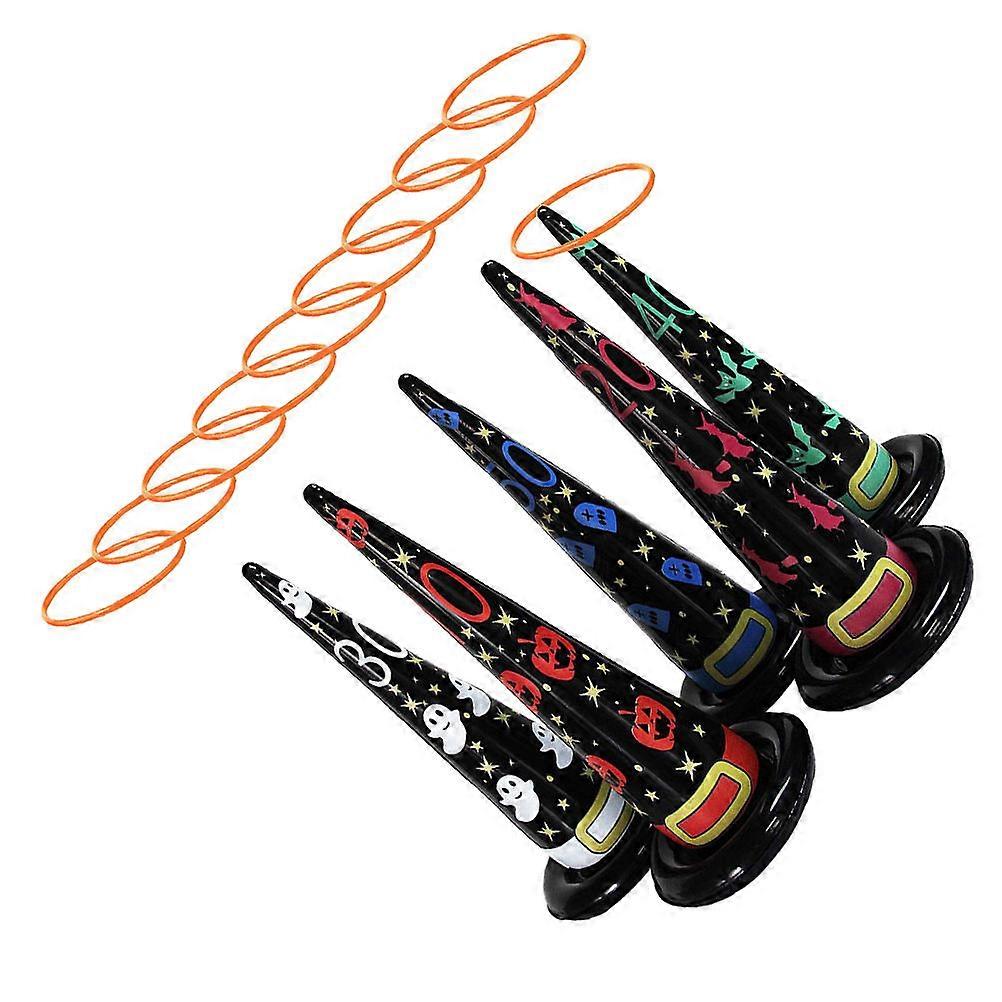 Halloween Inflatable Witch Hat Ring Toss Game Set for Playing 1Set