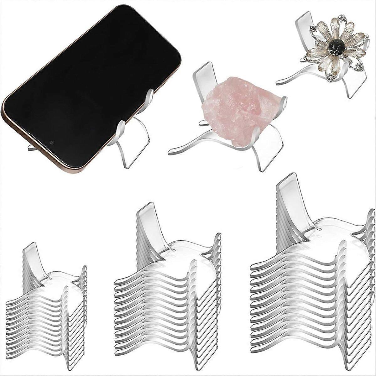 72Pcs Display Stand for Rock,3 Sizes Acrylic Holder Mini Easel Stands