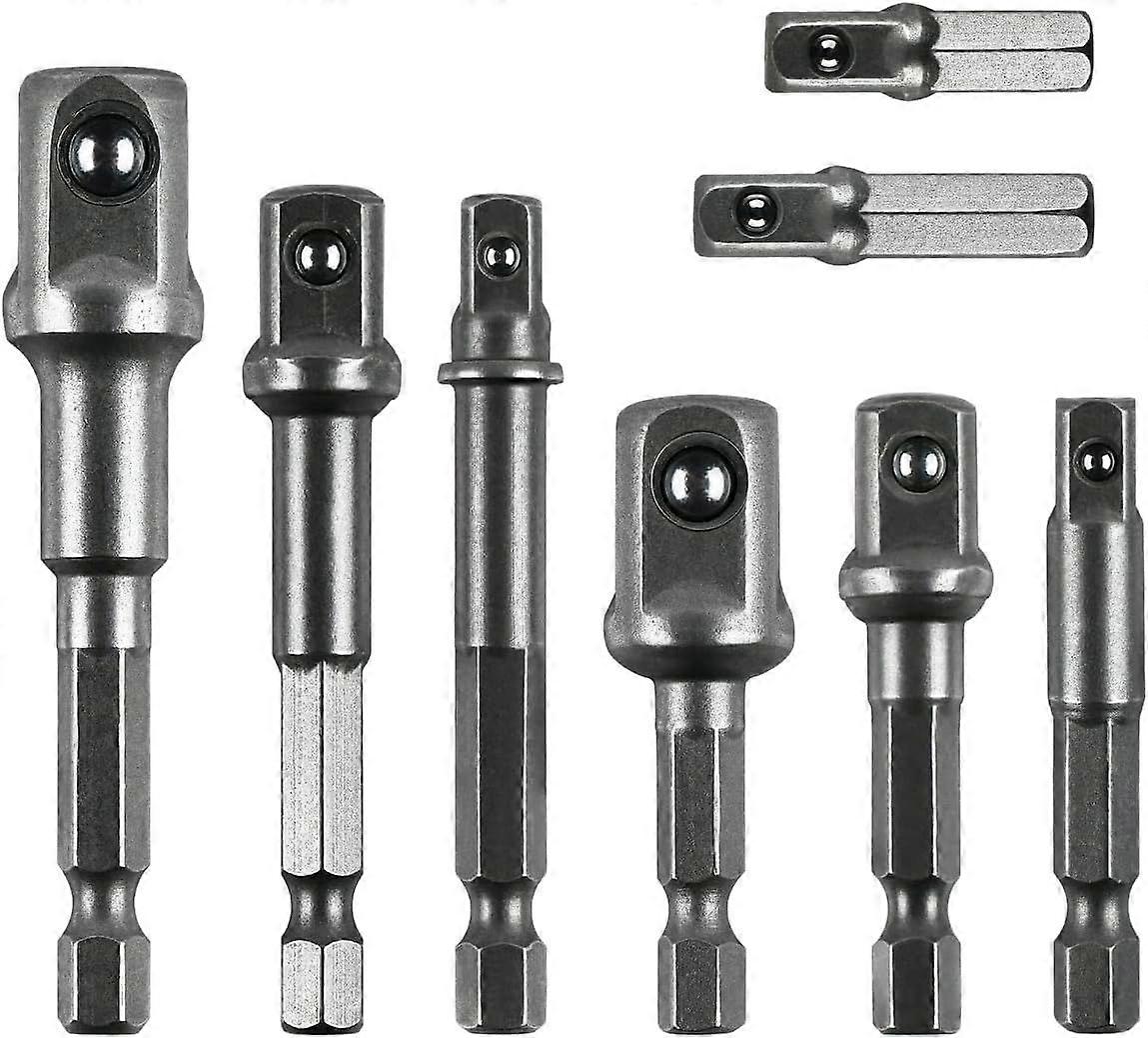 8 Pcs Drill Bit Adapter Impact Grade Socket Adapter Set Hex Shank Drill Nut