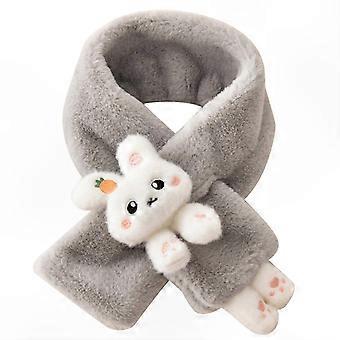 Winterse warmte voor meisjes - Pluche sjaal van imitatiebont met konijnenmotief en zachte, gekruiste kraag in lichtroze.