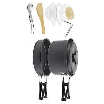 Camping Tool Portable Cutlery Set for 1-2 People Outdoor Black