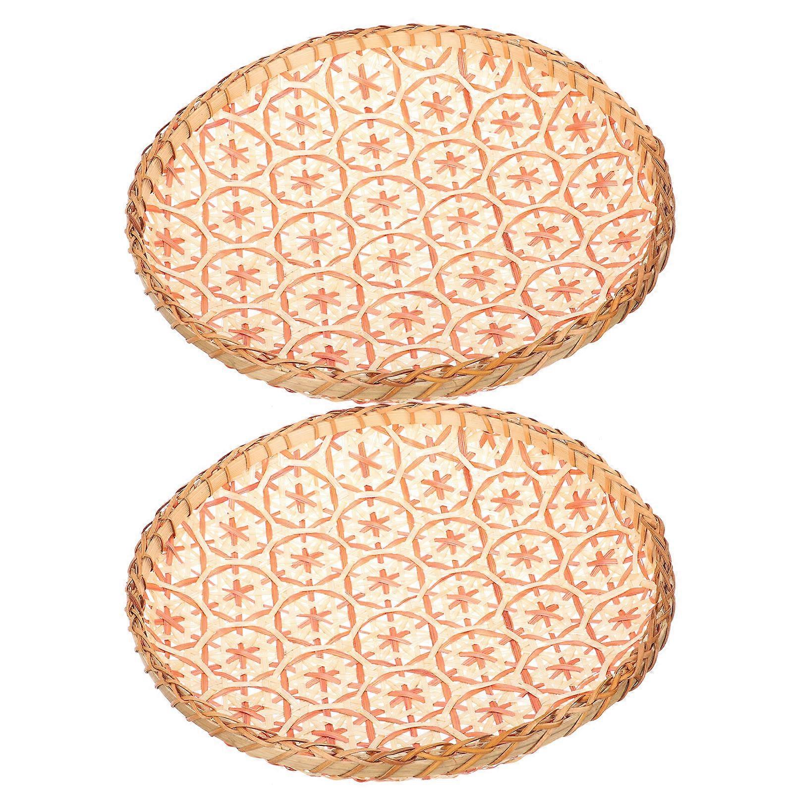 Round Bamboo Tray for Serving 2Pcs Small Set