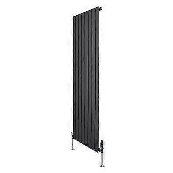 Flat Single Column Radiator 1600mm x 560mm & TRV Chrome Valves Modern Designer Single Panel Central