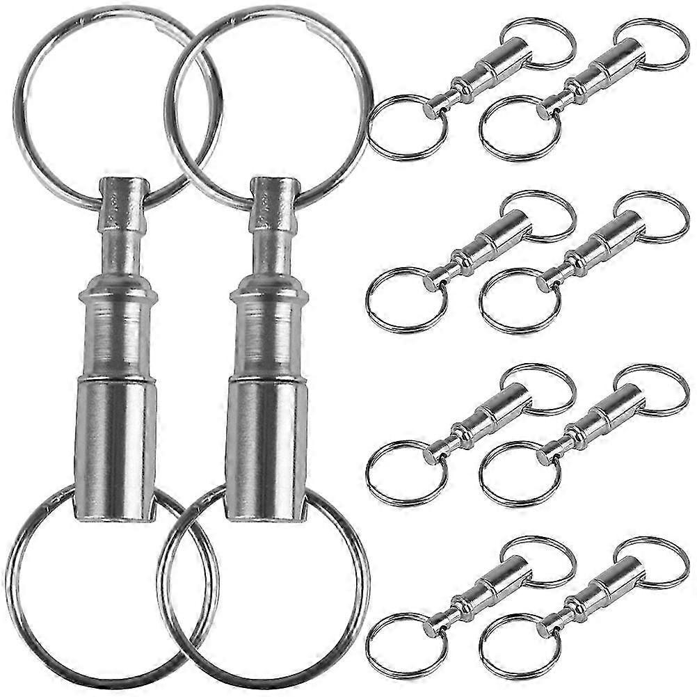 10PCS Pull-Apart Keychain with 2 Split Rings, Easy Detach Double Spring Split Snap Separate Key Accessory
