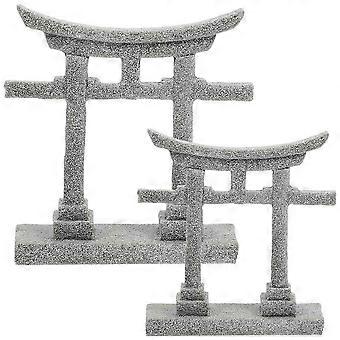Japanisches Dekor für Terrarientor Graue Form Klassisch 2Pcs