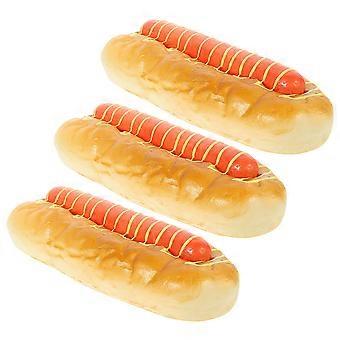 3 pcs Artificial Hot Dog Pão Modelo Falso Fast Food Simulação Salsicha Display Cozinha Foto Prop Para Restaurante Amostra Decoração