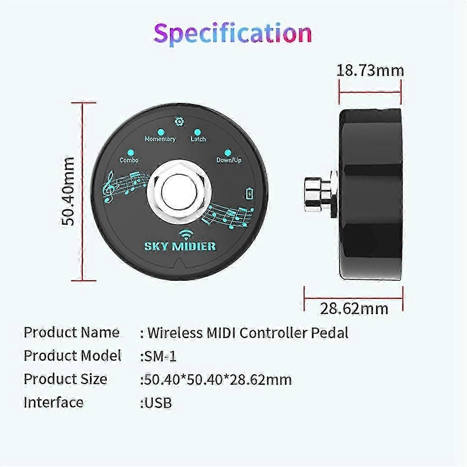 Bluetooth 5.1 Wireless MIDI Controller Portable MIDI Foot Controller