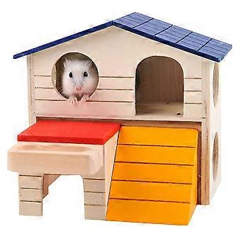 Houten hamsterkasteel, een leuk schuilplekje voor kleine huisdieren.