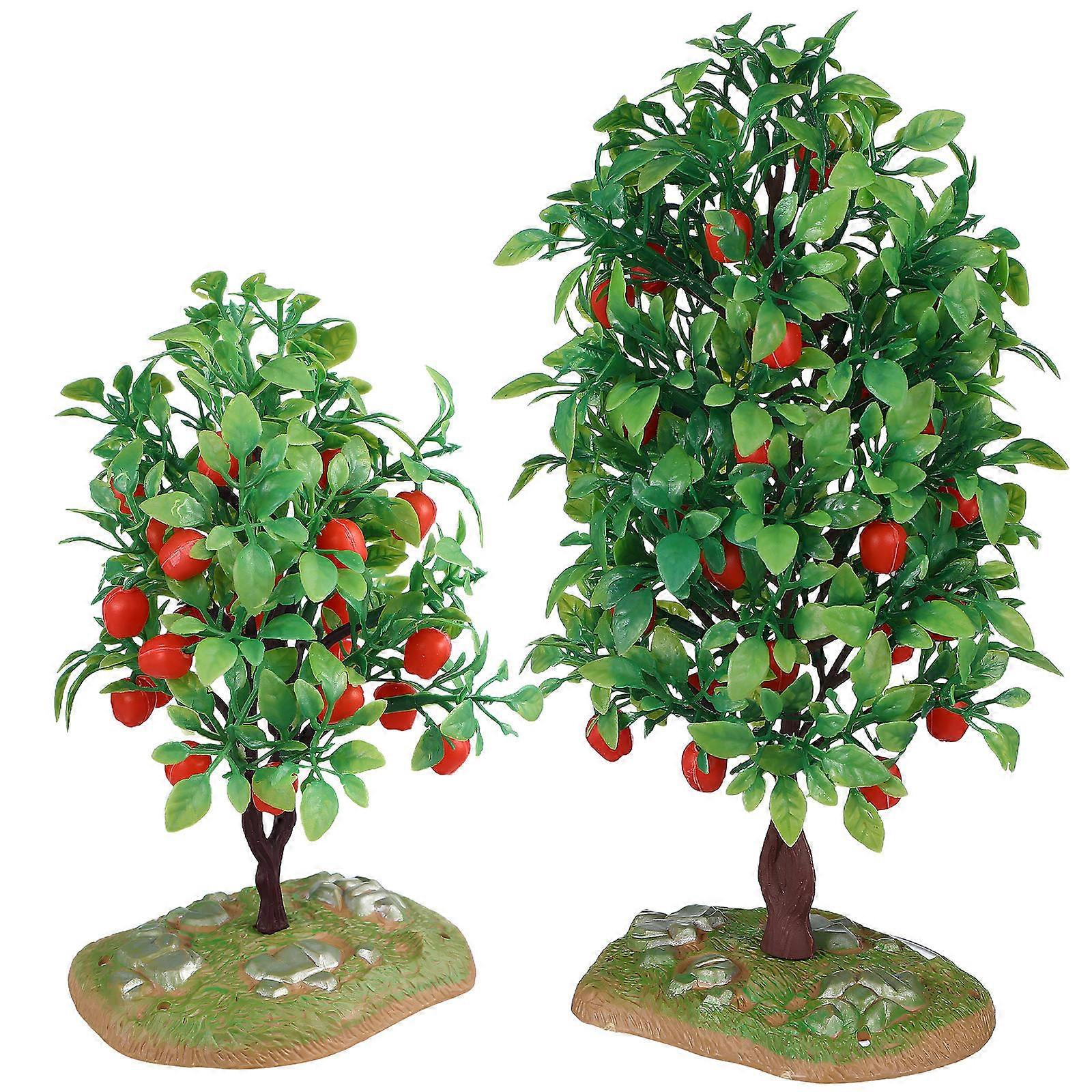 Mini Trees Artificial Tree Models for Decoration 2Pcs Green Plastic