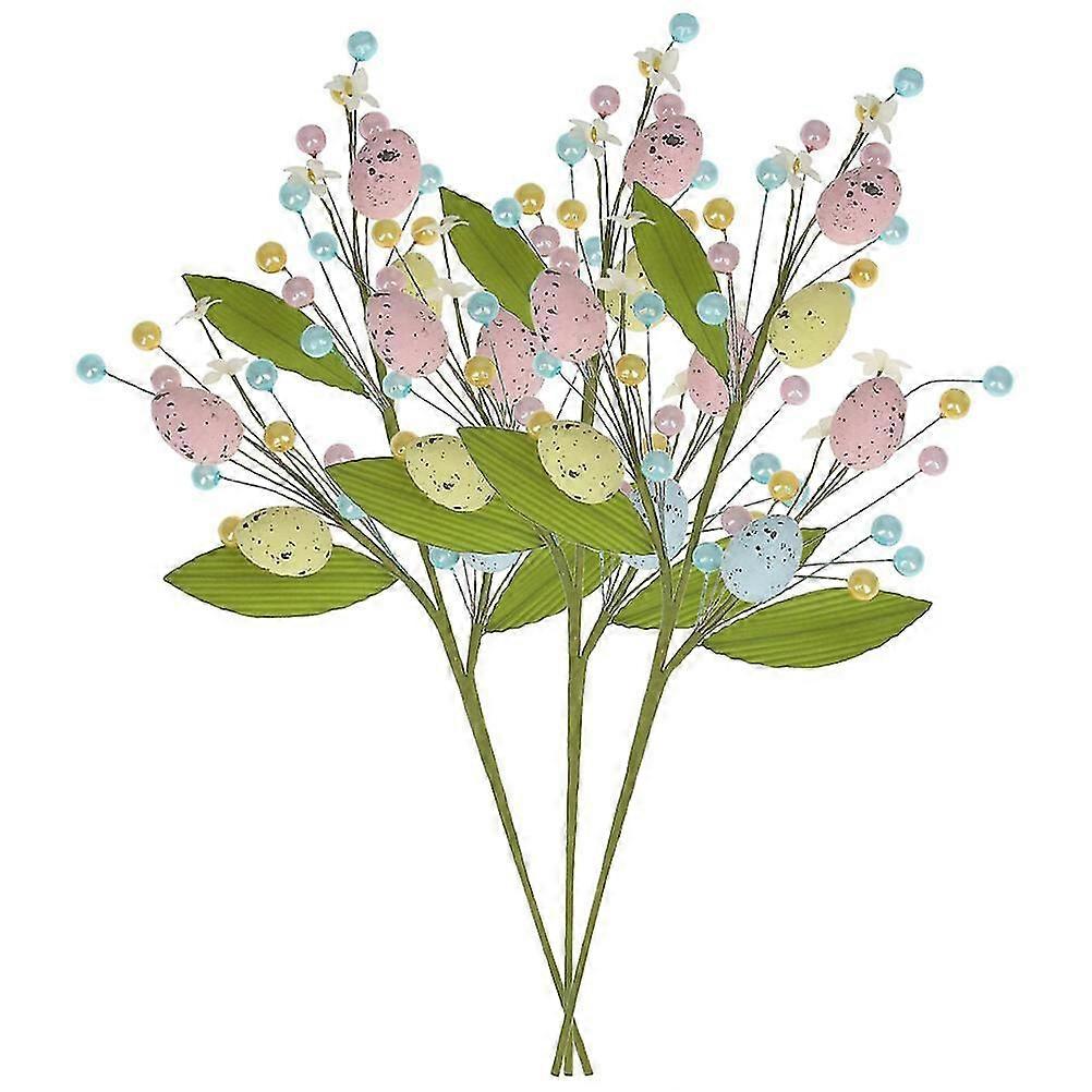 3Pcs Artificial Easter Stems Artificial  Egg Picks Easter Egg Twig Stems for Vase