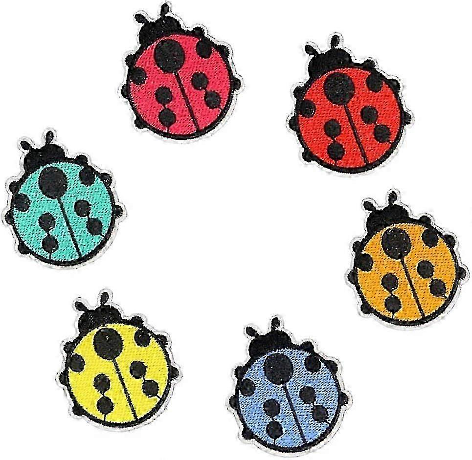 6pcs embroidered ladybug patch pattern applique for jacket backpack clothing