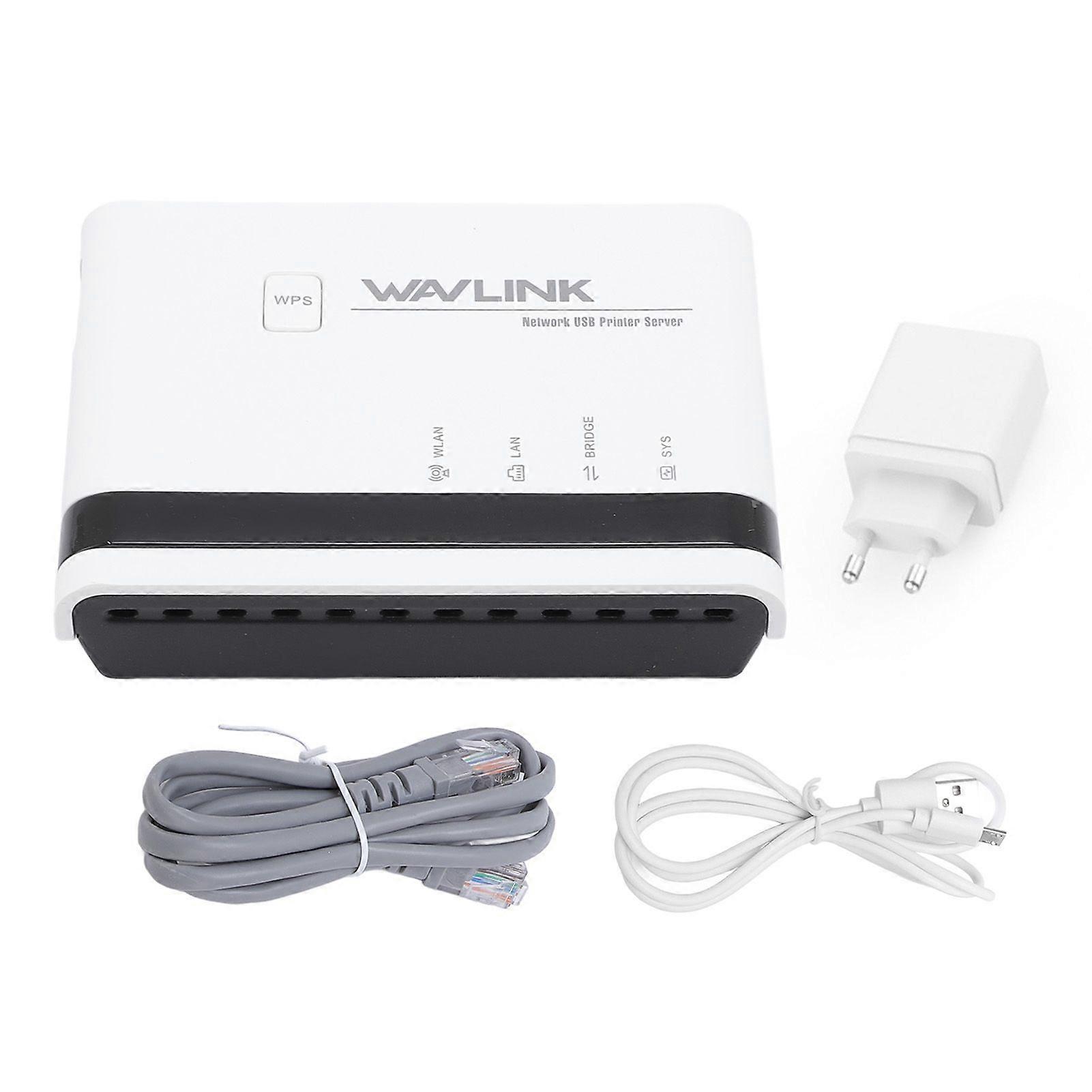 USB Print Server 10/100Mbps LAN Bridge Sharing Wired Wireless Standalone Modes Print Server Plug and Play Support 4 Printers EU Plug