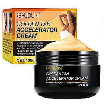 Golden Tan Accelerator Cream, Selbstbräunungs-Feuchtigkeitscreme für Gesicht und Körper, schnell einziehende Bräunungslotion für einen gleichmäßigen, sonnengeküssten Teint, 100 g