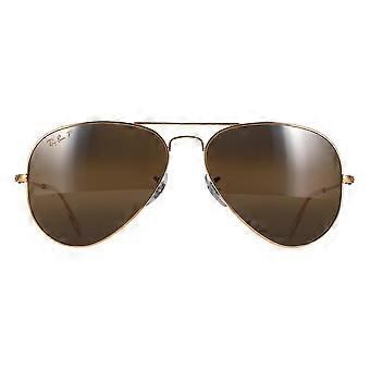 Ray-Ban Sunglasses Aviator RB3025 9196G5 Polished Gold Silver Brown Polarized