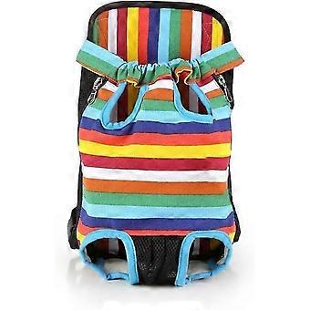 Dog carrier bag, soft and lightweight waist bag for dogs, cats and puppies, suitable for walks and trips, comfortable for petsColor stripesL