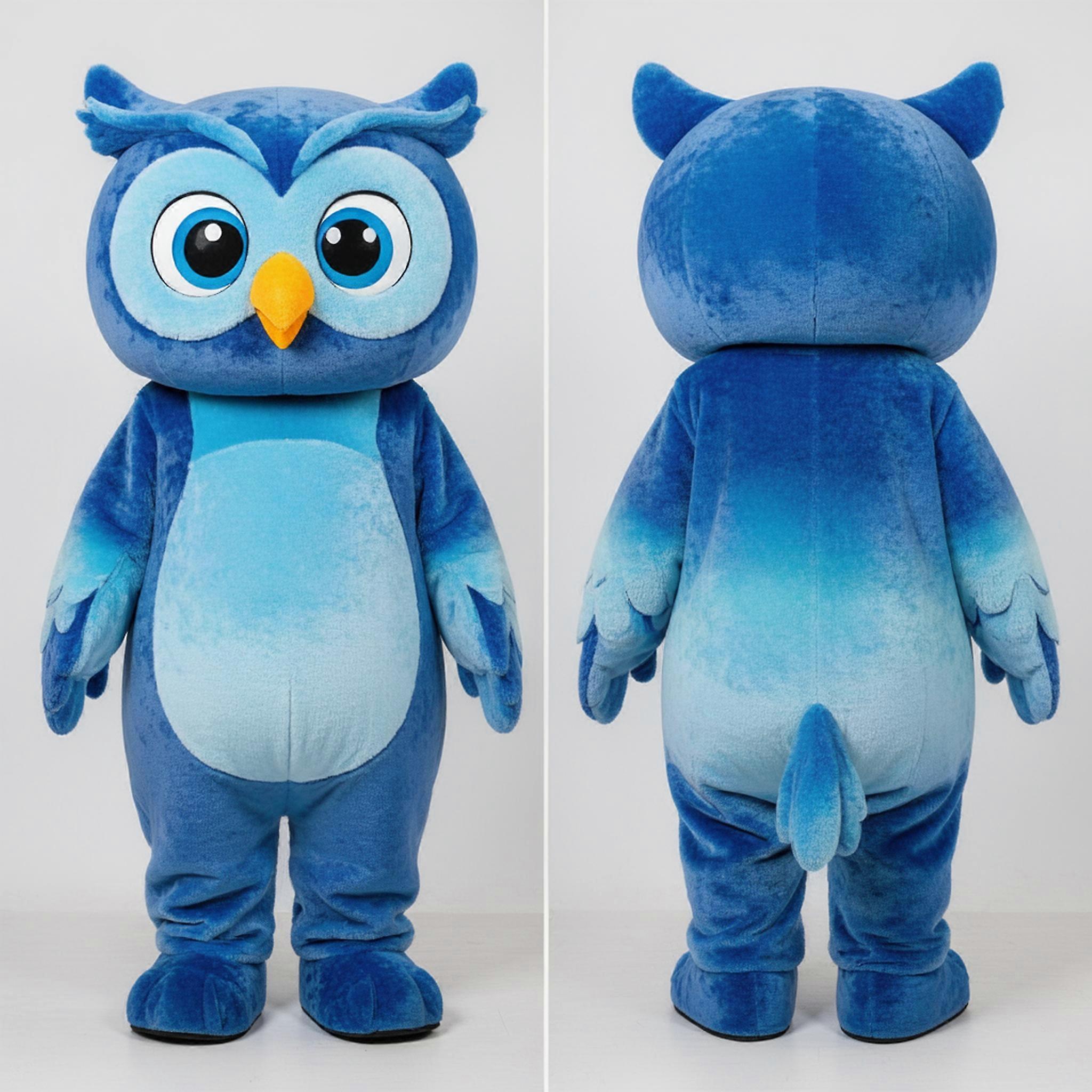 MASTICOT Azure Blue Round-Headed Owl Mascot