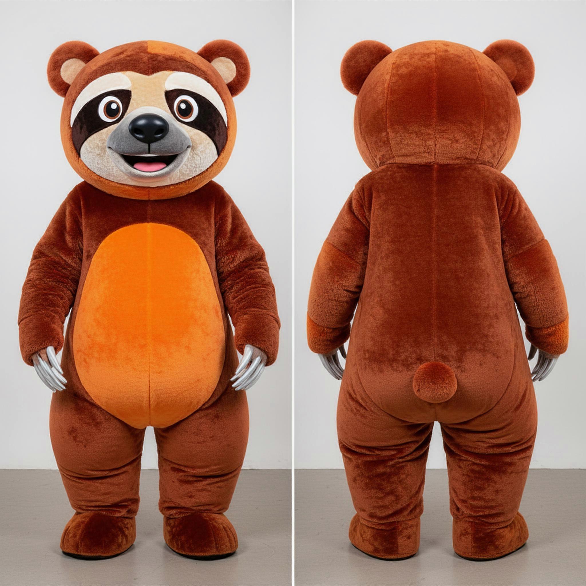 MASTICOT Rust Brown Cuddly Sloth Bear Mascot