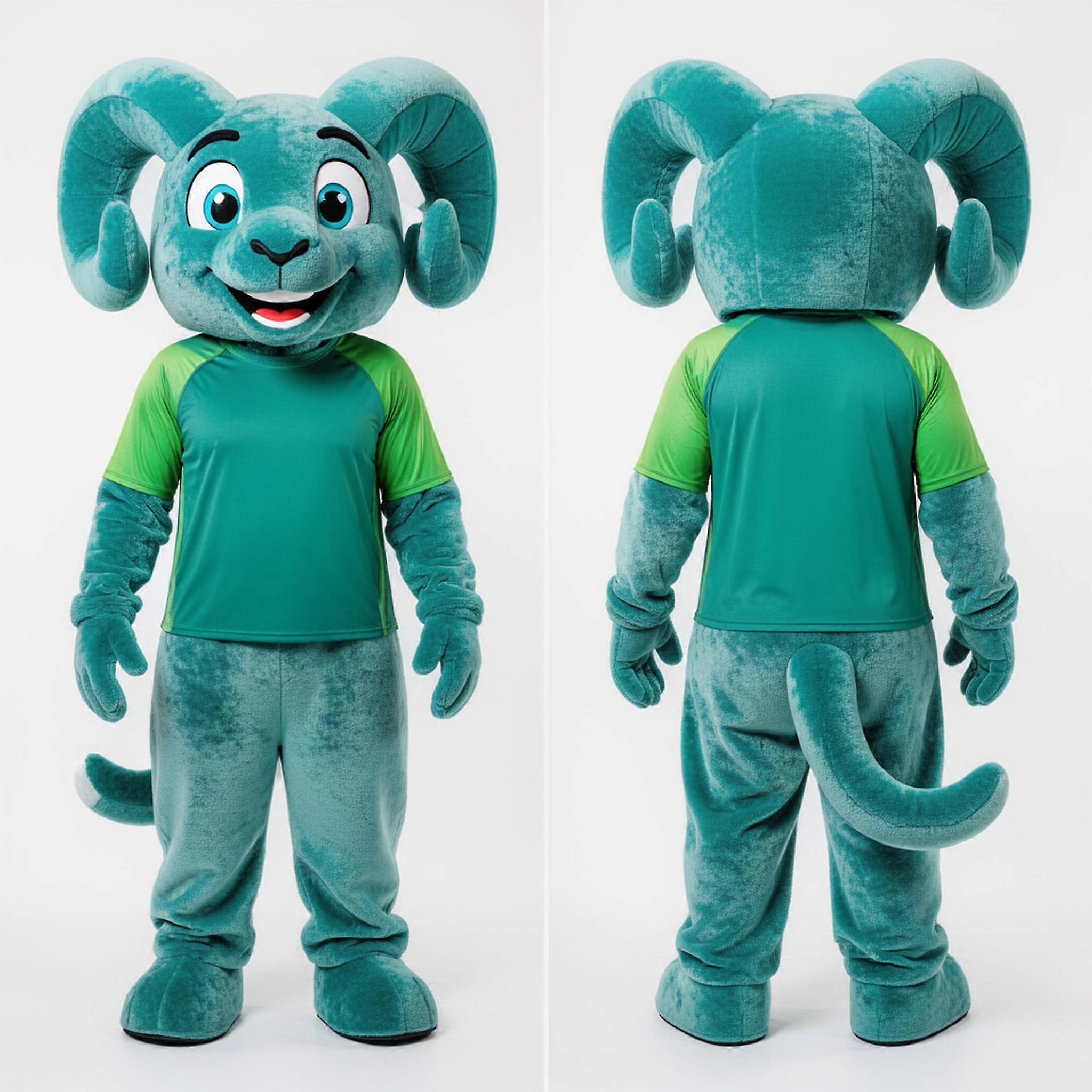 MASTICOT Teal Velvety Ram Mascot