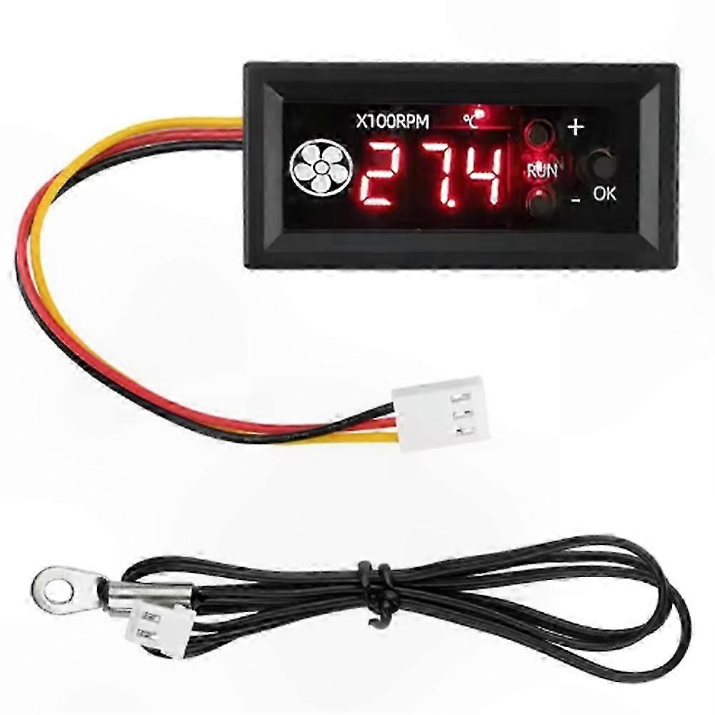 PWM Fan Temperature Controller with LED Digital Display, Temperature and Speed Meter, Includes Temperature Sensor
