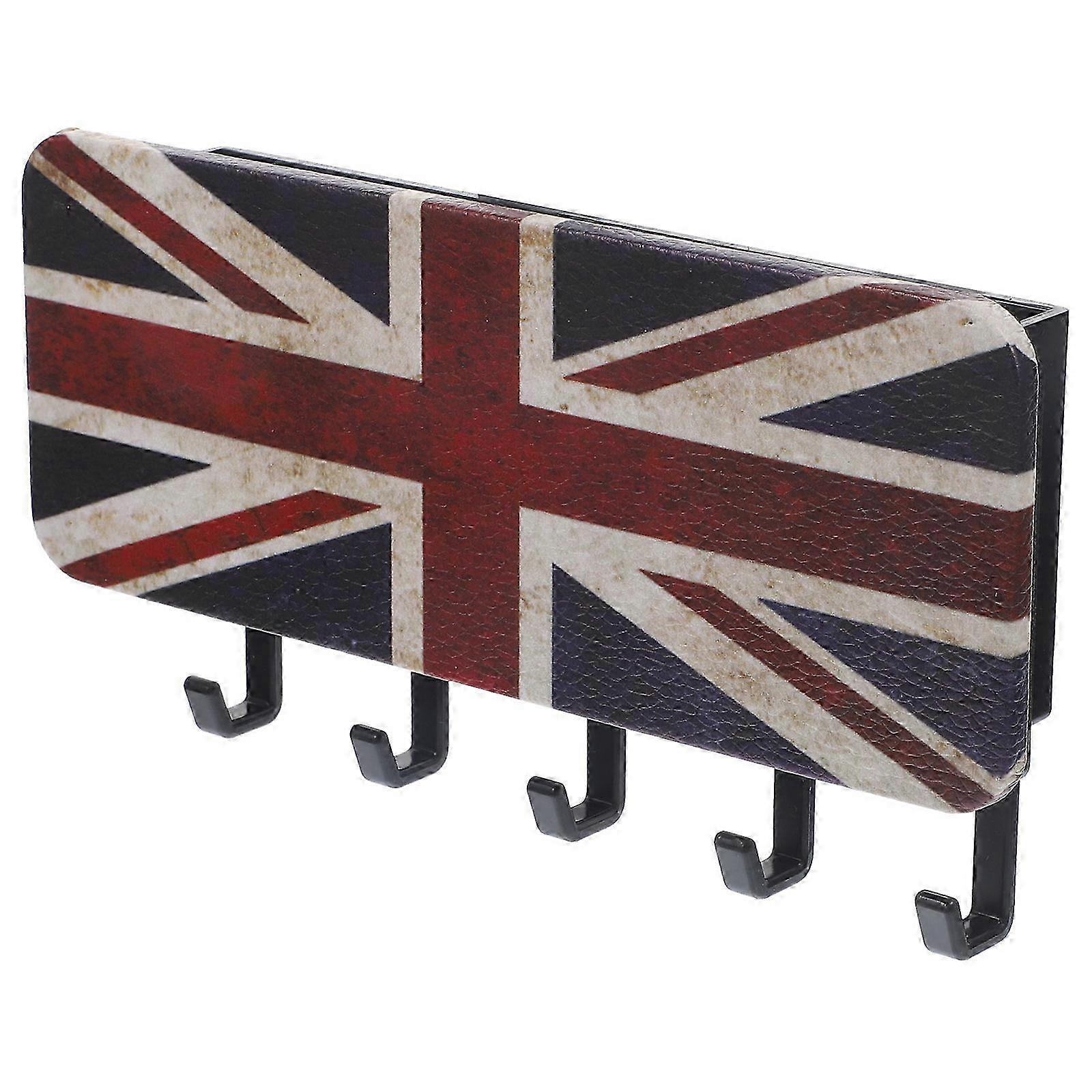 Flag Pattern Key Holder for Wall Mail Organizer with Hooks 4Pcs