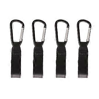 4 Pcs Black Stroller Hooks with Hook and Loop Outdoor Hanging Buckle for Hanging Bags