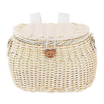 Strong Load-bearing Hand-woven Bicycle Basket E-scooter Storage Container with Straps