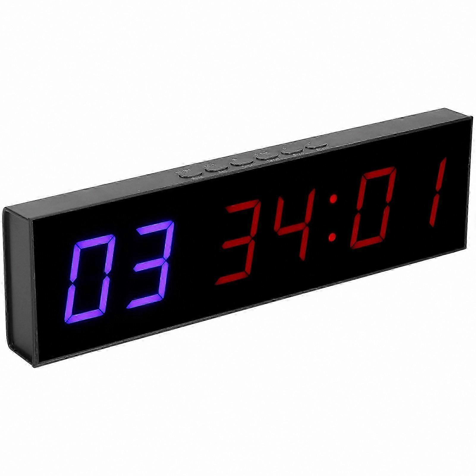 LED Workout Timer with Remote Control, 6-Digit Display, Interval Countdown and Stopwatch Function, 1.8 Inch Gym Timer