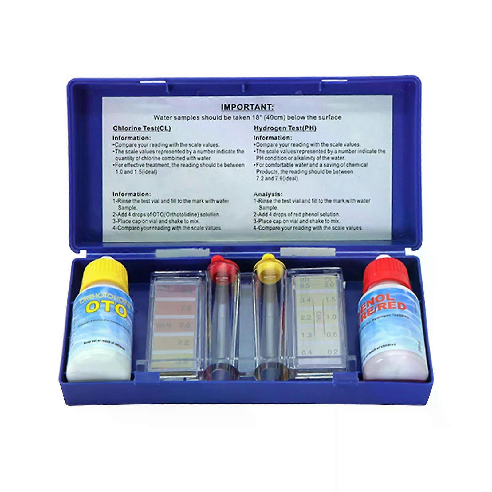 Water Quality Test Solution with Testing Strip Tube Tool for PH Residual Chlorine Detection  Test Solution  Testing Pipe