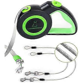 Chew Proof Retractable Dog Leash with 2 Heavy Duty Anti-Chewing Wire Ropes, 16FT Leashes 360 Tangle Free for 2 Dogs, Dual Dog Lead_RxA