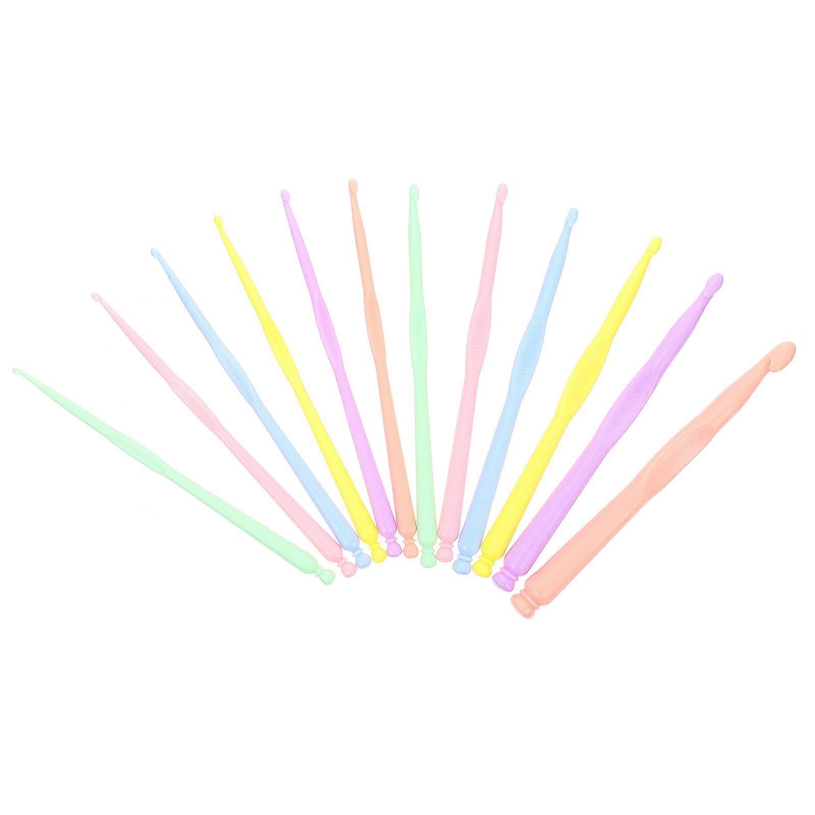 Assorted Color Knitting Hooks for Crafts 12Pcs Plastic Needles Set